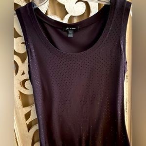 ST. JOHN Shimmering Paillettes Chocolate Brown Sleeveless Shell Top S